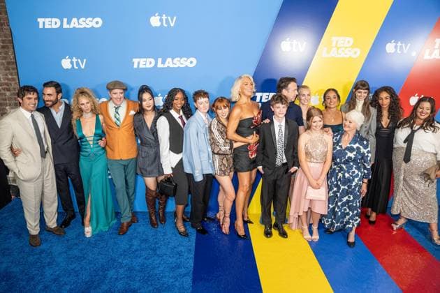 August 4, 2026, Bronx, New York, USA: Phil Dunster, Brett Goldstein, Brendan Hunt, Annelise Heywood, Shannon Hayes, Rex Hayes, Aisling Sharkey, Hannah Waddingham, Grant Feely, Jason Sudeikis, Elodie Blomfield, Jude Mack, Mercedes Assad, Annette Badland, Tanya Reynolds, Abbie Hern, Lauren Hendricks attend premiere of Apple TV Ted Lasso Season 4 at BAM Harvey Theater in New York, NY on August 4, 2026. Bronx USA - ZUMAr339 20260804_znp_r339_126 Copyright: xLevxRadinx