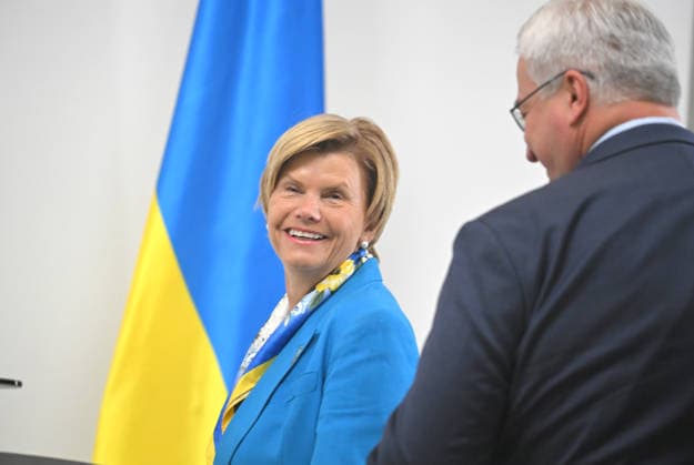 Minister of Foreign Affairs of the Republic of Latvia Baiba Braze and Acting Minister of Foreign Affairs of Ukraine Andrii Sybiha arrive at a joint news conference following their negotiations, Kyiv, Ukraine, August 5, 2026. During the meeting, the sides discussed military support, Ukraine’s European integration, the expansion of logistical routes, and holding the Russian Federation accountable for war crimes. (Photo by Yevhen Kotenko Ukrinform) News conference of Ukrainian, Latvian FMs in Kyiv  Copyright: xYevhenxKotenkox