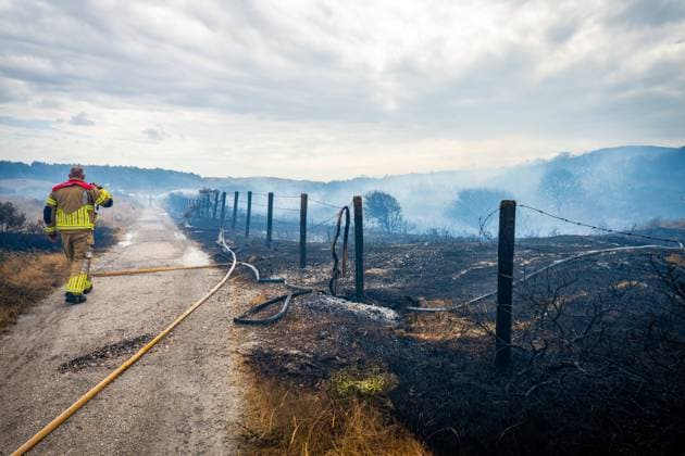WASSENAAR - A fire in the dunes near Wassenaar. The fire department has dispatched many personnel and vehicles to the scene. JOSH WALET ANP netherlands out - belgium out  Copyright: xx x564921104x originalFilename: 564921104.jpg