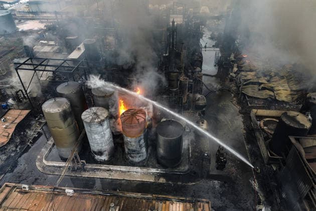 Santiago, August 5, 2026 Aerial view of the aftermath of the chemical fire that affected the Panimex company, located at the intersection of Las Esteras Sur and Route 5 North in the municipality of Quilicura Diego Martin Aton Chile, Aton 1178307 jpeg  Copyright: DIEGOxMARTIN ATONxCHILE