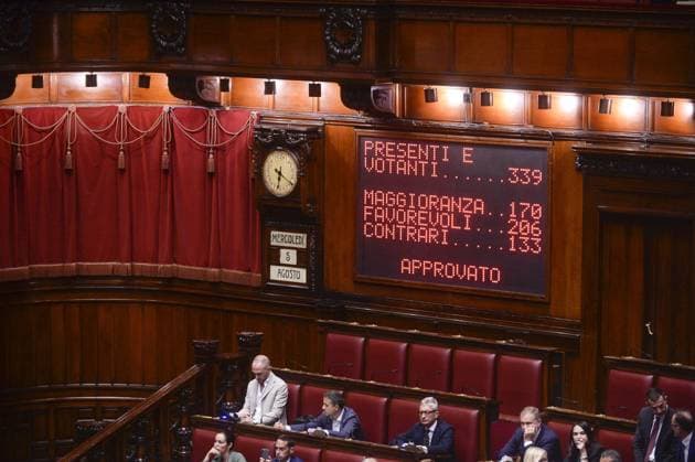 IPP Photo by Marco Mattei, Rome, August 5, 2026: Chamber of Deputies debate and vote on authorization to seize Delmastro’s chat logs. In the photo, the Chamber approves the ban on seizure. Italy Photo Press World Copyright