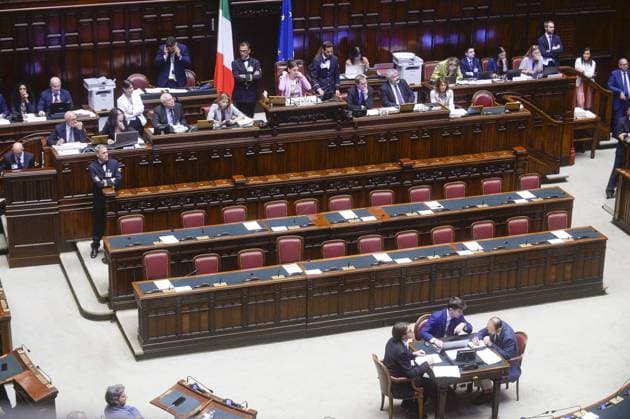 IPP Photo by Marco Mattei, Rome, August 5, 2026: Chamber of Deputies debate and vote on authorization to seize Delmastro’s chat records. Pictured: the empty government benches. Italy Photo Press World Copyright