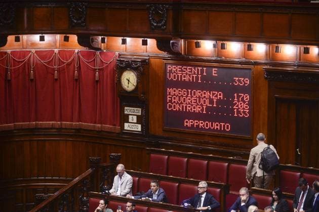IPP Photo by Marco Mattei, Rome, August 5, 2026: Chamber of Deputies debate and vote on authorization to seize Delmastro’s chat logs. In the photo, the Chamber approves the ban on seizure. Italy Photo Press World Copyright