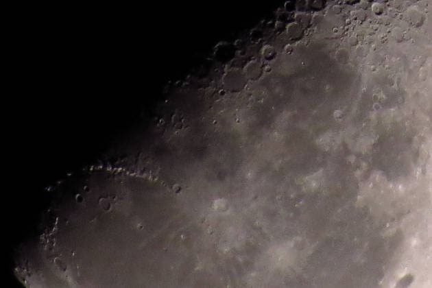 August 5, 2026, Sao Paulo, Sao Paulo, Brazil: Moon in August 5, 2026. SpaceX Falcon 9 lunar impact was not visible to thousands of people with telescopes and live streams on youtube. The collision hit the moon 06:35 UTC on August 5, 2026, near Einstein Crater. The 4-ton booster strikes at 5,400 mph (8.700 km h), it releases energy equal to 3 tons of TNT. August 5, 2026, in Sao Paulo, Brazil. Sao Paulo Brazil - ZUMAd222 20260805_znp_d222_004 Copyright: xSauloxDiasx
