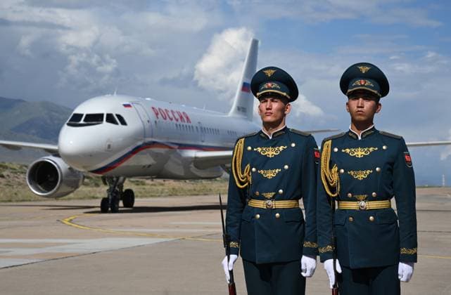 Kyrgyzstan Eurasian Intergovernmental Council 9218141 06.08.2026 The aircraft carrying Russian Prime Minister Mikhail Mishustin arrives at the Issyk-Kul International Airport outside Cholpon-Ata, Kyrgyzstan. Mishustin traveled to Kyrgyzstan on August 6 to attend a meeting of the Eurasian Intergovernmental Council. Kirill Zykov Sputnik Cholpon-Ata Kyrgyzstan  Copyright: xKirillxZykovx