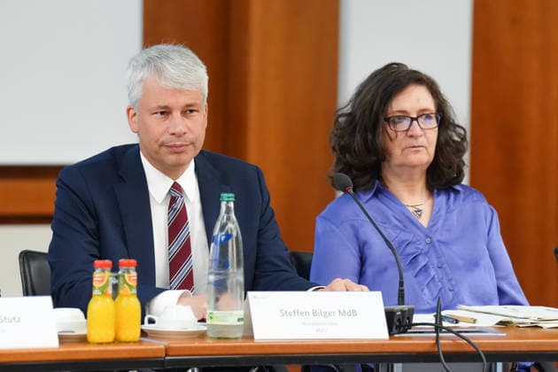 High-Level Meeting on Low Water Levels with Transportation Minister Bilger: Federal Transportation Minister Steffen Bilger at the high-level meeting on low water levels in the Rhine River at the Federal Ministry of Transportation, Bonn, August 6, 2026, Bonn, North Rhine-Westphalia, Germany