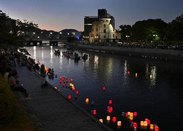 81st A-bomb anniversary in Hiroshima Lit lanterns are released on the Motoyasu River in Hiroshima on Aug. 6, 2026, in memory of the victims of the U.S. atomic bombing of the western Japan city on its 81st anniversary.  A14AA0005625278P
