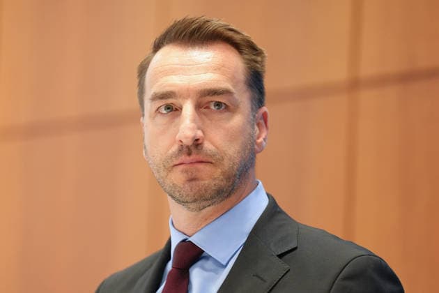 Press Conference: High-Level Discussion on Low Water Levels with Transportation Minister Bilger; Portrait of Steffen Bauer, CEO of HGK, at the press conference following the high-level discussion on low water levels on the Rhine at the Federal Ministry of Transportation, Bonn, August 6, 2026, Bonn, North Rhine-Westphalia, Germany