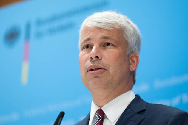 Federal Minister of Transportation Steffen BILGER during the press conference Federal Minister of Transportation Steffen Bilger Hosts High-Level Meeting on Low Water Levels on August 6, 2026, Bonn, Germany,