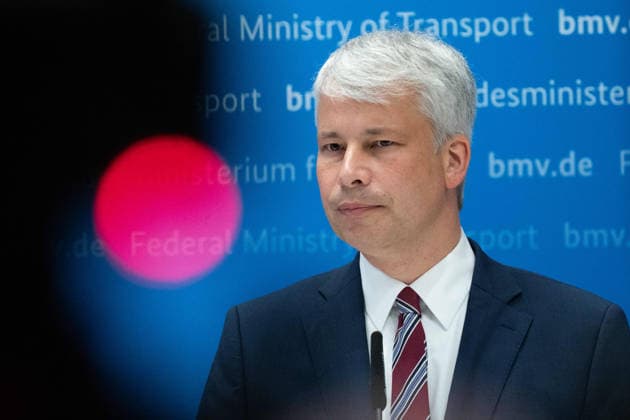 Federal Minister of Transportation Steffen BILGER during the press conference Federal Minister of Transportation Steffen Bilger Hosts High-Level Meeting on Low Water Levels on August 6, 2026, Bonn, Germany,