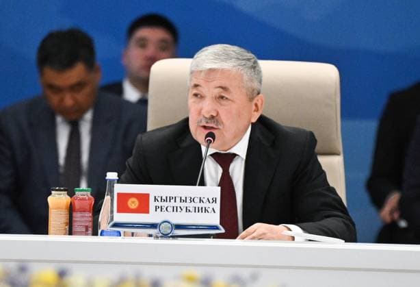 Kyrgyzstan Eurasian Intergovernmental Council 9218436 07.08.2026 Kyrgyz Prime Minister - Head of the Presidential Administration Adylbek Kasymaliev attends an expanded format meeting of the Eurasian Intergovernmental Council in Cholpon-Ata, Kyrgyzstan. Alexander Miridonov Sputnik Cholpon-Ata Kyrgyzstan  Copyright: xAlexanderxMiridonovx