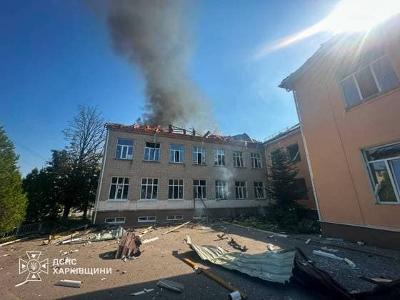 Russian missile attack in Ukraine s Balakliia BALAKLIIA, UKRAINE - AUGUST 7: (----EDITORIAL USE ONLY - MANDATORY CREDIT - STATE EMERGENCY SERVICE OF UKRAINE HANDOUT - NO MARKETING NO ADVERTISING CAMPAIGNS - DISTRIBUTED AS A SERVICE TO CLIENTS----) Fire and damage are seen at an educational institution following Russian missile strikes in Balakliia, Kharkiv region, Ukraine, on August 7, 2026. Six people were injured as the strikes sparked two fires, burning a shop, garage, vehicle and the roof of an educational institution, while a medical facility, apartment buildings and private homes were also damaged. State Emergency Service of Ukraine Handout Anadolu Balakliia Ukraine. Editorial use only. Please get in touch for any other usage. Copyright: x2026xAnadoluxStatexEmergencyxServicexofxUkrainex xHandoutx