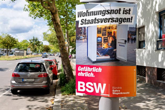 Berlin, August 7, 2026—An election poster from the BSW party for the election to the 20th Berlin House of Representatives and the district councils on September 20, 2026
