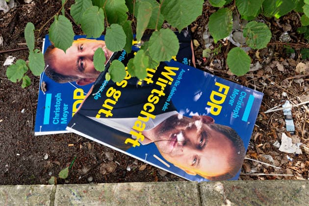 Berlin, August 7, 2026: Election posters for the FDP party and Christoph Meyer for the election to the 20th Berlin House of Representatives and the district councils on September 20, 2026