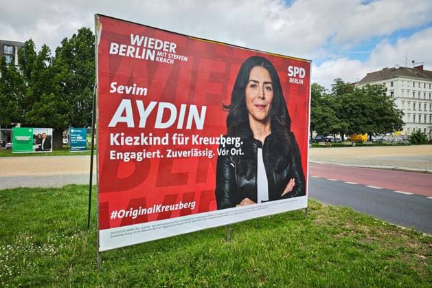 Berlin, Germany, August 7, 2026 Election poster featuring Sevim Aydin, SPD Copyright: xdtsxNachrichtenagenturx dts_129533