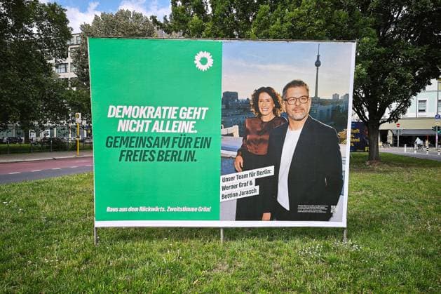 Berlin, Germany, August 7, 2026 Election poster featuring Bettina Jarasch and Werner Graf, The Greens Copyright: xdtsxNachrichtenagenturx dts_129531