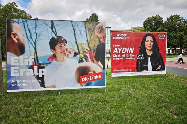 Berlin, Germany, August 7, 2026 Election posters featuring Elif Eralp of The Left and Sevim Aydin of the SPD Copyright: xdtsxNachrichtenagenturx dts_129529