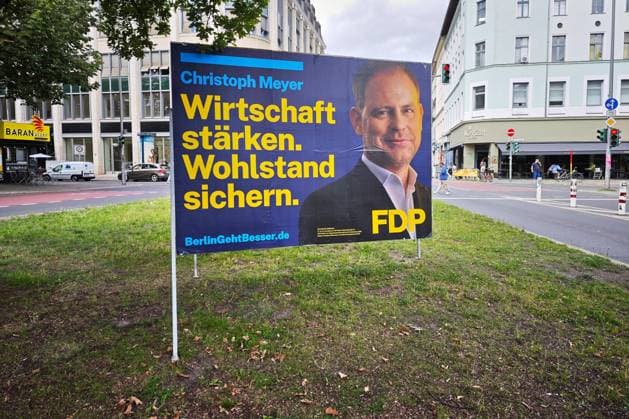 Berlin, Germany, August 7, 2026 Election poster featuring Christoph Meyer, FDP Copyright: xdtsxNachrichtenagenturx dts_129528