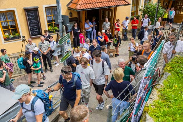 Rathen: Reopening of the Bastei Trail—Saxony’s Minister of Tourism Barbara, Saxony’s Minister of the Environment Georg Ludwig von Breitenbuch, District Administrator Michael Geisler, Rathen’s Mayor Roman Rolof, Uwe Borrmeister, Dir