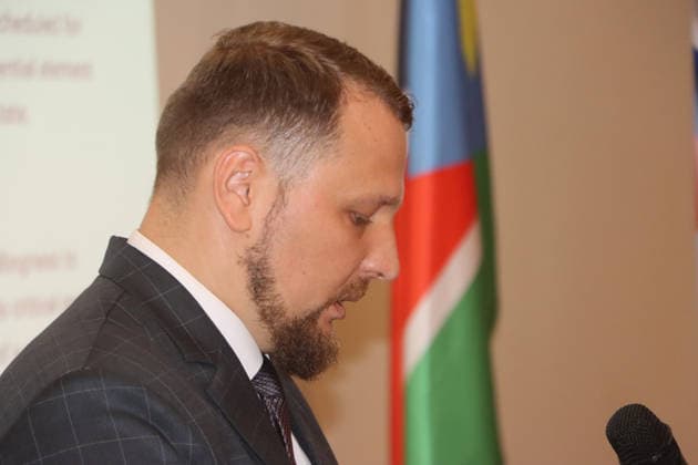August 7, 2026, Juba, Ces Juba, South Sudan: Mr. Anatolii Balesnyi of the Russian Embassy in Juba addresses attendees during an event hosted by the Embassy, in collaboration with the Diplomatic Institute of the Ministry of Foreign Affairs and International Cooperation of South Sudan, marking 15 years of diplomatic relations between Russia and South Sudan. The ceremony was attended by South Sudanese diplomats, as well as representatives of the Chinese, Sudanese, and Egyptian diplomatic missions. Juba South Sudan  - ZUMAb132 20260807_zip_b132_003 Copyright: xSamirxBolx