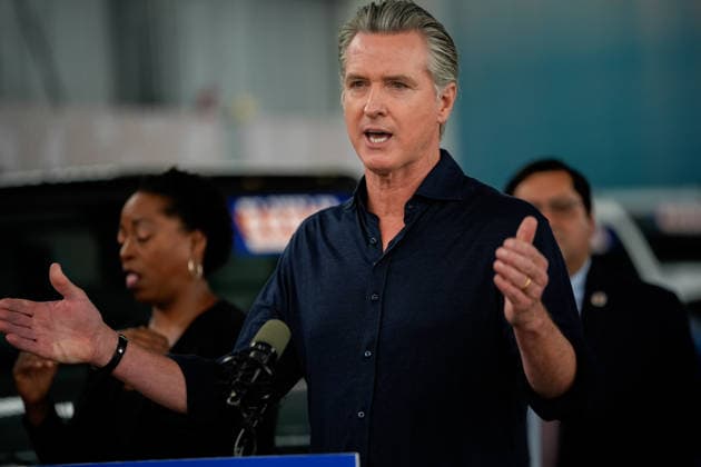 Governor Newsom press conference in Oakland, California OAKLAND, CALIFORNIA - AUGUST 7: Governor Gavin Newsom speaks during an event about new savings for California car buyers and major milestone in state’s clean energy future at the Bridge Yard Facility in Oakland, California, United States on August 7, 2026. Tayfun Coskun Anadolu California United States. Editorial use only. Please get in touch for any other usage.  Copyright: x2026xAnadoluxTayfunxCoskunx
