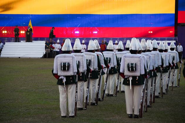 August 7, 2026, Cali, Valle Del Cauca, Colombia: Colombian president Abelardo De la Espriella gives his first speech in the Pichincha military base in Cali, Colombia on August 7, 2026. Cali Colombia - ZUMAvp1_ 20260807_zia_vp1_027 Copyright: xSebastianxMarmolejox