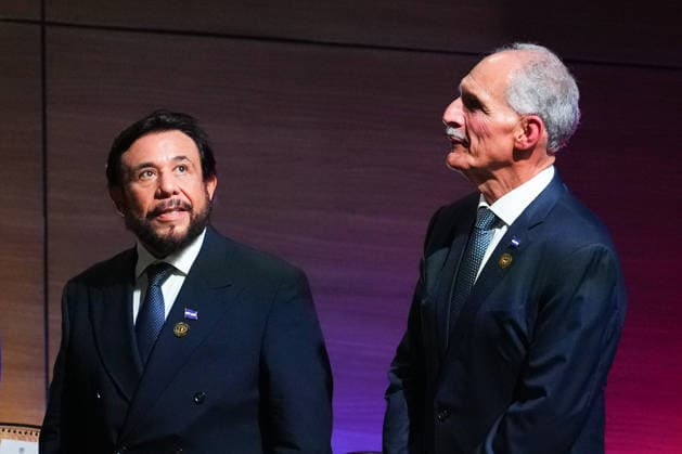 Abelardo de la Espriella sworn in as Colombia’s president in historic ceremony CALI, COLOMBIA – AUG. 7: El Salvador’s Vice President Felix Ulloa (L) and Honduran President Nasry Asfura (R) attend the inauguration ceremony at the Carlos Andres Perez Galindo Arena of the Universidad Santiago de Cali in Cali, Colombia, on Aug. 7, 2026. De la Espriella assumes office as Colombia’s president for the 2026-2030 term. Andres Acero Anadolu Cali Colombia. Editorial use only. Please get in touch for any other usage.  Copyright: x2026xAnadoluxAndresxAcerox