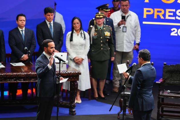 Abelardo de la Espriella sworn in as Colombia’s president in historic ceremony CALI, COLOMBIA – AUG. 7: President-elect Abelardo de la Espriella takes the presidential oath during the inauguration ceremony at the Carlos Andres Perez Galindo Arena of the Universidad Santiago de Cali in Cali, Colombia, on Aug. 7, 2026. De la Espriella assumes office as Colombia’s president for the 2026-2030 term. Andres Acero Anadolu Cali Colombia. Editorial use only. Please get in touch for any other usage.  Copyright: x2026xAnadoluxAndresxAcerox