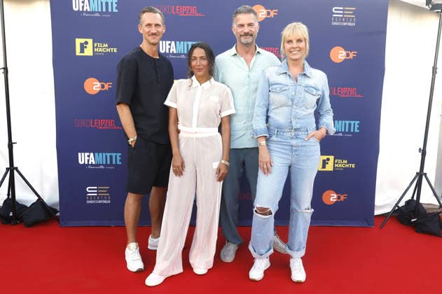 Johannes Hendrik Langer, Amy Mußul, Simon Böer, and Melanie Marschke at the SOKO Leipzig Night during the 2026 Leipzig Film Nights at the Scheibenholz Racetrack in Leipzig, August 7, 2026 Foto:xAgenturxWehnertx xZichyx xFuturexImagex soko_6805