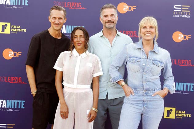 Johannes Hendrik Langer, Amy Mußul, Simon Böer, and Melanie Marschke at the SOKO Leipzig Night during the 2026 Leipzig Film Nights at the Scheibenholz Racetrack in Leipzig, August 7, 2026 Foto:xAgenturxWehnertx xZichyx xFuturexImagex soko_6806