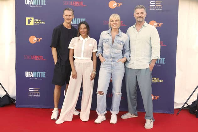Johannes Hendrik Langer, Amy Mußul, Melanie Marschke, and Simon Böer at the SOKO Leipzig Night during the 2026 Leipzig Film Nights at the Scheibenholz Racetrack in Leipzig, August 7, 2026 Foto:xAgenturxWehnertx xZichyx xFuturexImagex soko_6801
