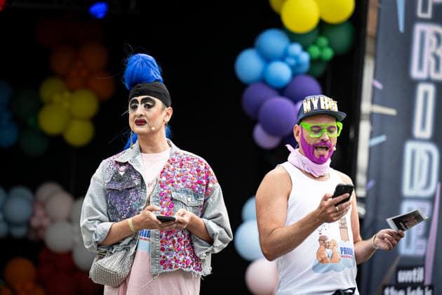 Copenhagen Pride 2026: Participants at the opening of Pride Square during Copenhagen Pride Week 2026 at City Hall Square in Copenhagen on Saturday, August 8, 2026. Police say they will maintain a visible presence during Pride Week following the attack in Berlin. Photo by Nils Meilvang, Scanpix 2026, Copenhagen, Denmark  Copyright: NILSxMEILVANG NilsxMeilvangx spdk20260808-163204-L