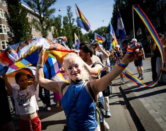 AMSTERDAM - Participants in the Pride March are walking towards Museumplein. The peaceful protest march marks the conclusion of WorldPride, which took place in Amsterdam this year. SEM VAN DER WAL ANP netherlands out - belgium out  Copyright: xx x565088779x originalFilename: 565088779.jpg