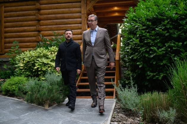 Zelensky meets Serbian president during first official visit to Belgrade Ukrainian President Volodymyr Zelensky meets Serbian President Aleksandar Vucic and other officials during an official visit to Belgrade, Serbia, on August 8, 2026. The visit, Zelensky s first to Serbia, comes as the two countries seek to strengthen bilateral relations and discuss security, economic cooperation, and relations with the European Union. Photo by PRESIDENT OF UKRAINE apaimages Ukraine Ukraine Ukraine 080826_Serbia_UPO_00(25).jpeg Copyright: xapaimagesxPRESIDENTxOFxUKRAINEx xapaimagesx