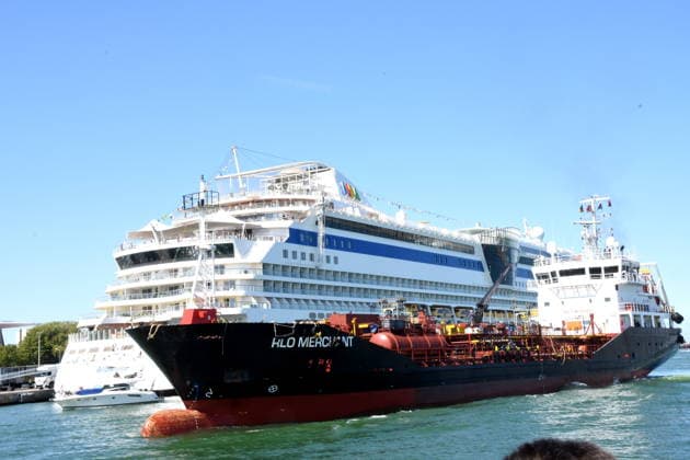 SHIP Aida DIVA Supply Ship Warnemünde, Baltic Sea, August 8, 2026, Pier 35, Hanse Sail Gathering of Sailing Ships and Other Vessels Photo: Warnemünde, Baltic Sea