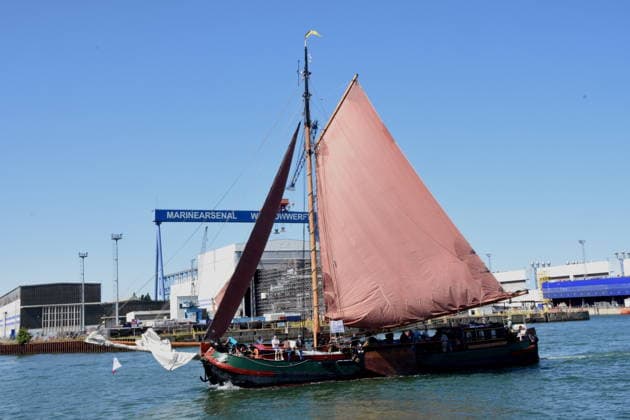 Sailing Ship Passengers Warnemünde Baltic Sea August 8, 2026 Pier 35 Hanse Sail Gathering of Sailing Ships and Vessels Photo Warnemünde Baltic Sea