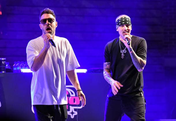 August 9, 2026, Woodstock, Georgia, USA: Dan Miller of O-Town and Brad Fischetti of LFO at Pop 2000 Tour at the Woodstock Summer Concert Series, Woodstock, Georgia. August 8, 2026 Woodstock USA  - ZUMAs380 20260809_zep_s380_028 Copyright: xDerekxStormx