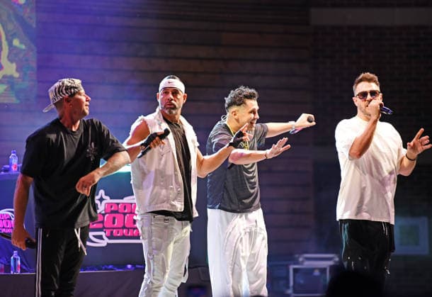 August 8, 2026, Woodstock, Georgia, USA: Jacob Underwood, Dan Miller, Erik-Michael Estrada, Trevor Penick of O-Town at Pop 2000 Tour at the Woodstock Summer Concert Series, Woodstock, Georgia. August 8, 2026 Woodstock USA - ZUMAs380 20260808_zep_s380_007 Copyright: xDerekxStormx