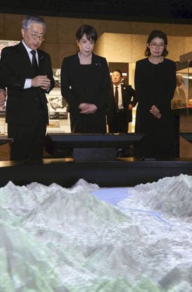 81st A-bomb anniversary in Nagasaki Japanese Prime Minister Sanae Takaichi (C) visits Nagasaki Atomic Bomb Museum in Nagasaki on Aug. 9, 2026, after attending a memorial ceremony marking the 81st anniversary of the U.S. atomic bombing of the southwestern Japan city in World War II. (Pool photo)  A14AA0005625425P