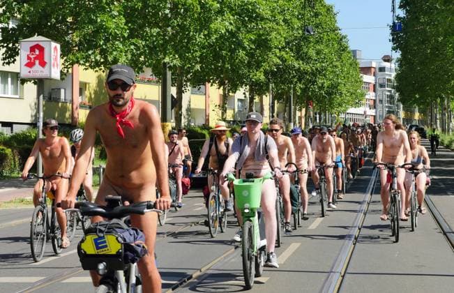 August 9, 2026, Berlin, Germany: Nacktradeln Demonstration, World Naked Bike Ride—Being naked is natural