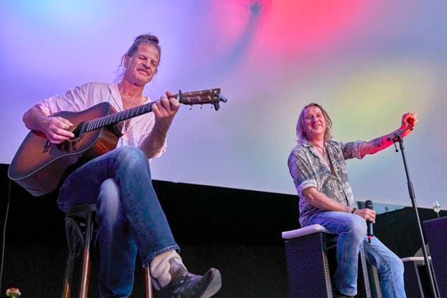 Philipp Feldtkeller, Howard F, and Dieter Thomas Kuhn at the preview of the documentary *Und es war Sommer* (And It Was Summer) by the Dieter Thomas Kuhn Band at the Seh Fest on the Gilde Parkbühne in Hanover, August 8, 2026 Foto:xU.xStammx xFuturexImagex sommer_6815