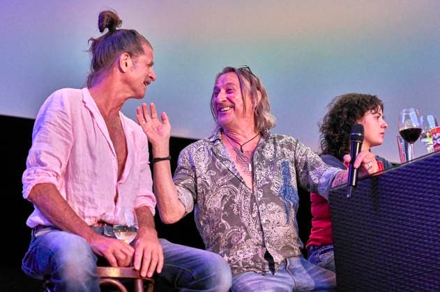 Philipp Feldtkeller, Dieter Thomas Kuhn, and Juliane Sauter at the preview of the documentary *Und es war Sommer Dieter Thomas Kuhn Band* at the Seh Fest on the Gilde Parkbühne in Hanover, August 8, 2026 Foto:xU.xStammx xFuturexImagex sommer_6825