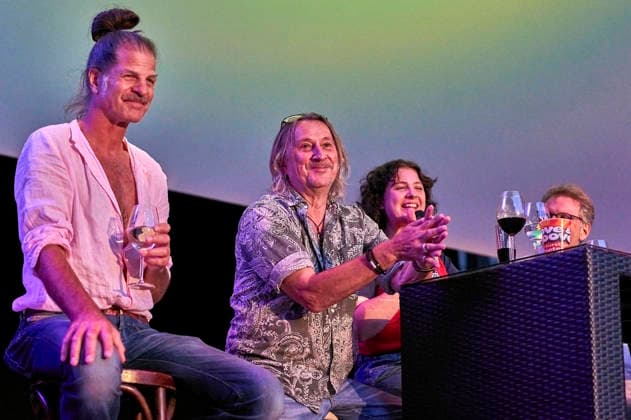 Philipp Feldtkeller, Dieter Thomas Kuhn, Juliane Sauter, and Carsten Schuffert at the preview of the documentary *Und es war Sommer Dieter Thomas Kuhn Band* at the Seh Fest on the Gilde Parkbühne in Hanover, August 8, 2026 Foto:xU.xStammx xFuturexImagex sommer_6827