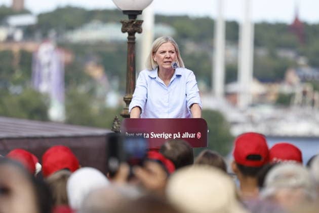 STOCKHOLM, SWEDEN, August 9, 2026 Social Democratic Party leader Magdalena Andersson delivers her election victory speech alongside Eva Dahlgren at Mosebacketerassen, STOCKHOLM, SWEDEN x60160x  Copyright: xStefanxJerrevang TTx MAGDALENA ANDERSSON TALAR I STOCKHOLM RSA3KqdyXps