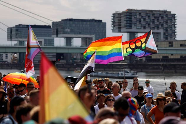 Scene from the Cologne Queer March under the slogan Cologne Shows Solidarity, Cologne Takes a Stand, a solidarity demonstration following the Islamist attack on the CSD in Berlin. Featured image, symbolic image. Cologne, August 9, 2026. North Rhine-Westphalia, Germany Copyright: xChristophxHardtx