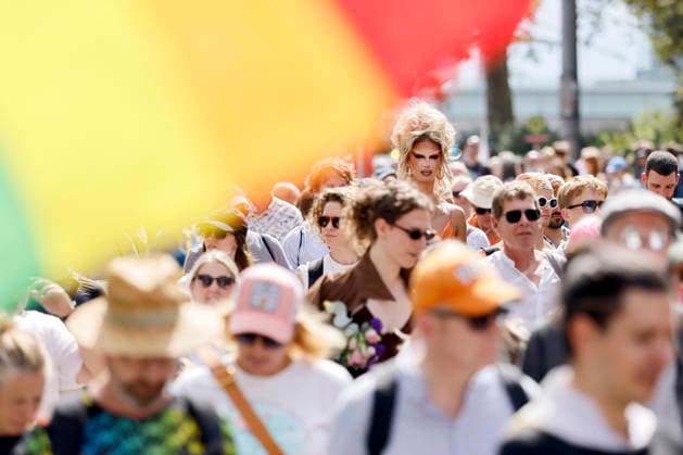 Scene from the Cologne Queer March under the slogan Cologne Shows Solidarity, Cologne Takes a Stand, a solidarity demonstration following the Islamist attack on the CSD in Berlin. Featured image, symbolic image. Cologne, August 9, 2026, North Rhine-Westphalia, Germany Copyright: xChristophxHardtx