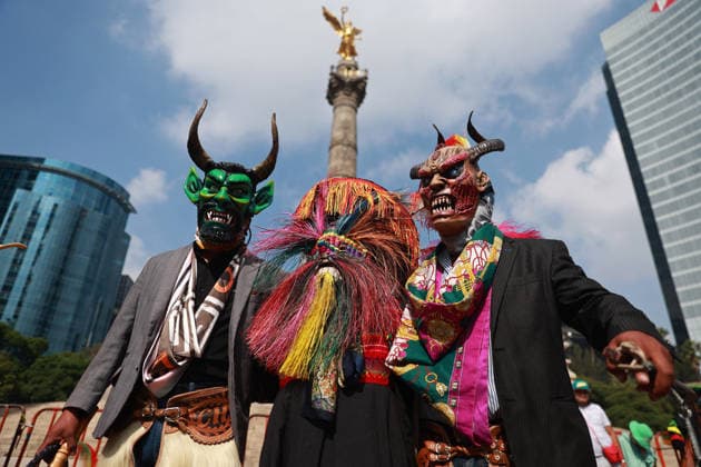 Mexico City marks International Day of the World s Indigenous Peoples MEXICO CITY, MEXICO - AUGUST 09: Participants wearing traditional regional attire perform during the Mega Calenda parade marking the International Day of the World s Indigenous Peoples, on Reforma Avenue, in Mexico City, Mexico on August 09, 2026. ??Hundreds of participants from different indigenous communities in Mexico gathered to celebrate their traditions and commemorate the International Day of the World s Indigenous Peoples, calling for the recognition of their rights, autonomy, and cultural heritage. Daniel Cardenas Anadolu Mexico City Mexico. Editorial use only. Please get in touch for any other usage.  Copyright: x2026xAnadoluxDanielxCardenasx