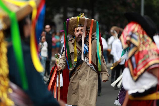 Mexico City marks International Day of the World s Indigenous Peoples MEXICO CITY, MEXICO - AUGUST 09: Participants wearing traditional regional attire perform during the Mega Calenda parade marking the International Day of the World s Indigenous Peoples, on Reforma Avenue, in Mexico City, Mexico on August 09, 2026. ??Hundreds of participants from different indigenous communities in Mexico gathered to celebrate their traditions and commemorate the International Day of the World s Indigenous Peoples, calling for the recognition of their rights, autonomy, and cultural heritage. Daniel Cardenas Anadolu Mexico City Mexico. Editorial use only. Please get in touch for any other usage.  Copyright: x2026xAnadoluxDanielxCardenasx