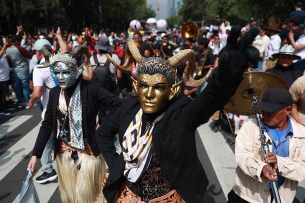 Mexico City marks International Day of the World s Indigenous Peoples MEXICO CITY, MEXICO - AUGUST 09: Participants wearing traditional regional attire perform during the Mega Calenda parade marking the International Day of the World s Indigenous Peoples, on Reforma Avenue, in Mexico City, Mexico on August 09, 2026. ??Hundreds of participants from different indigenous communities in Mexico gathered to celebrate their traditions and commemorate the International Day of the World s Indigenous Peoples, calling for the recognition of their rights, autonomy, and cultural heritage. Daniel Cardenas Anadolu Mexico City Mexico. Editorial use only. Please get in touch for any other usage.  Copyright: x2026xAnadoluxDanielxCardenasx
