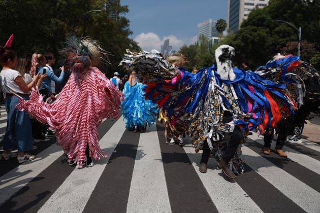 Mexico City marks International Day of the World s Indigenous Peoples MEXICO CITY, MEXICO - AUGUST 09: Participants wearing traditional regional attire perform during the Mega Calenda parade marking the International Day of the World s Indigenous Peoples, on Reforma Avenue, in Mexico City, Mexico on August 09, 2026. ??Hundreds of participants from different indigenous communities in Mexico gathered to celebrate their traditions and commemorate the International Day of the World s Indigenous Peoples, calling for the recognition of their rights, autonomy, and cultural heritage. Daniel Cardenas Anadolu Mexico City Mexico. Editorial use only. Please get in touch for any other usage.  Copyright: x2026xAnadoluxDanielxCardenasx